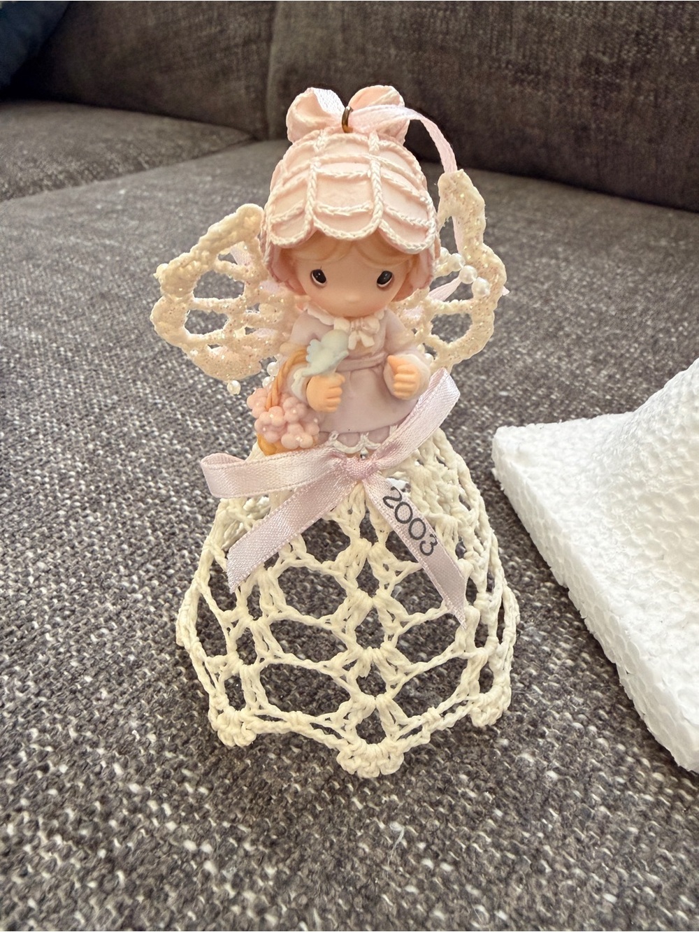 Precious Moments 2003 Graced with Lace Girl/Bird Angel Ornament